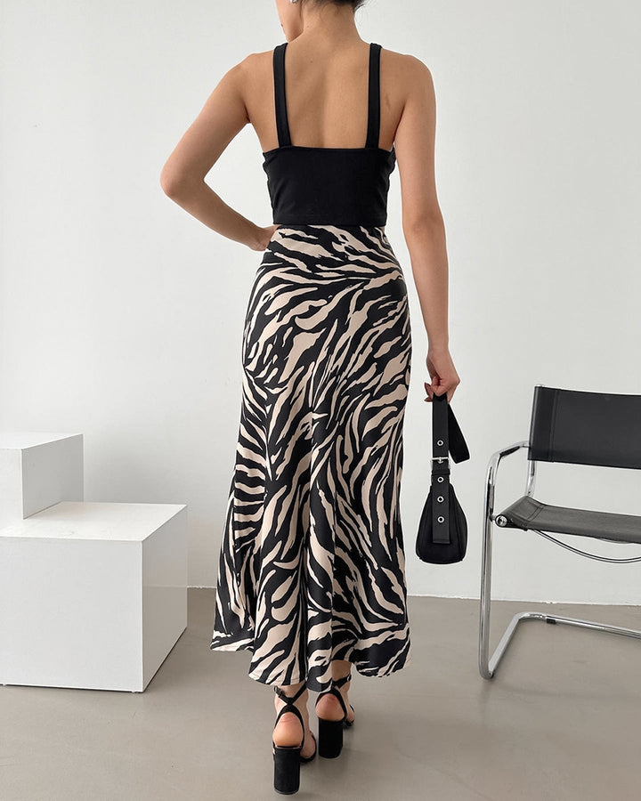Frida Zebra Print Midi Skirt