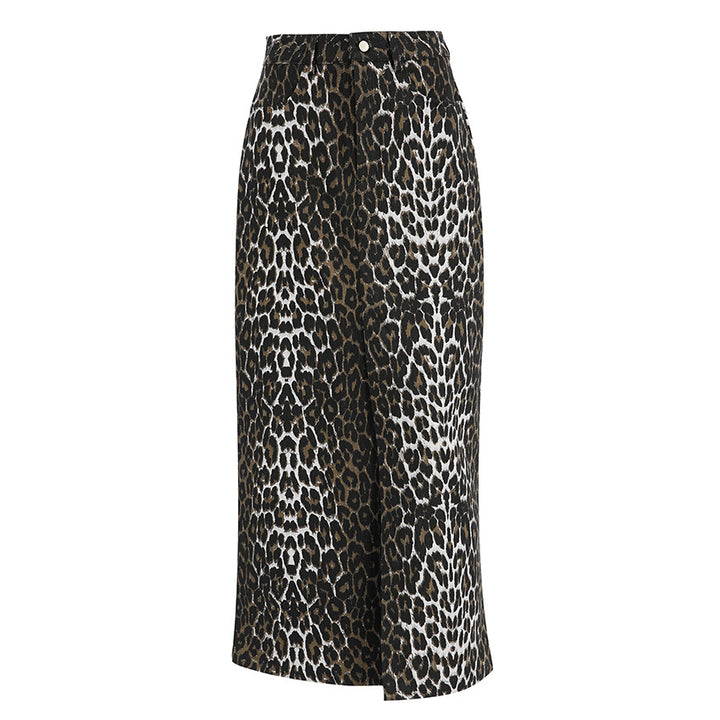 Juna Leopard Print Buttoned Maxi Skirt