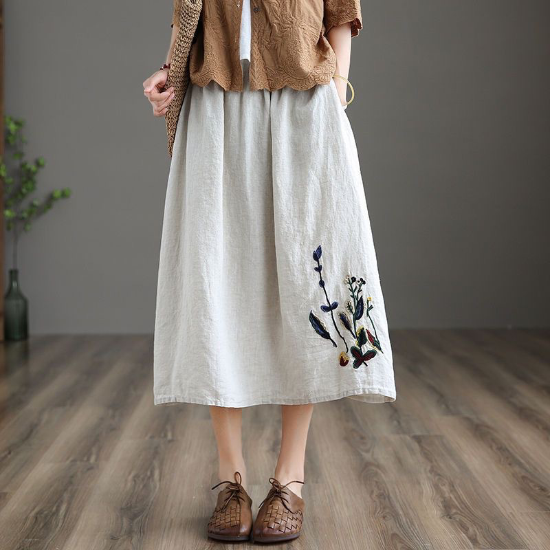 Tove Floral Embroidered Midi Skirt