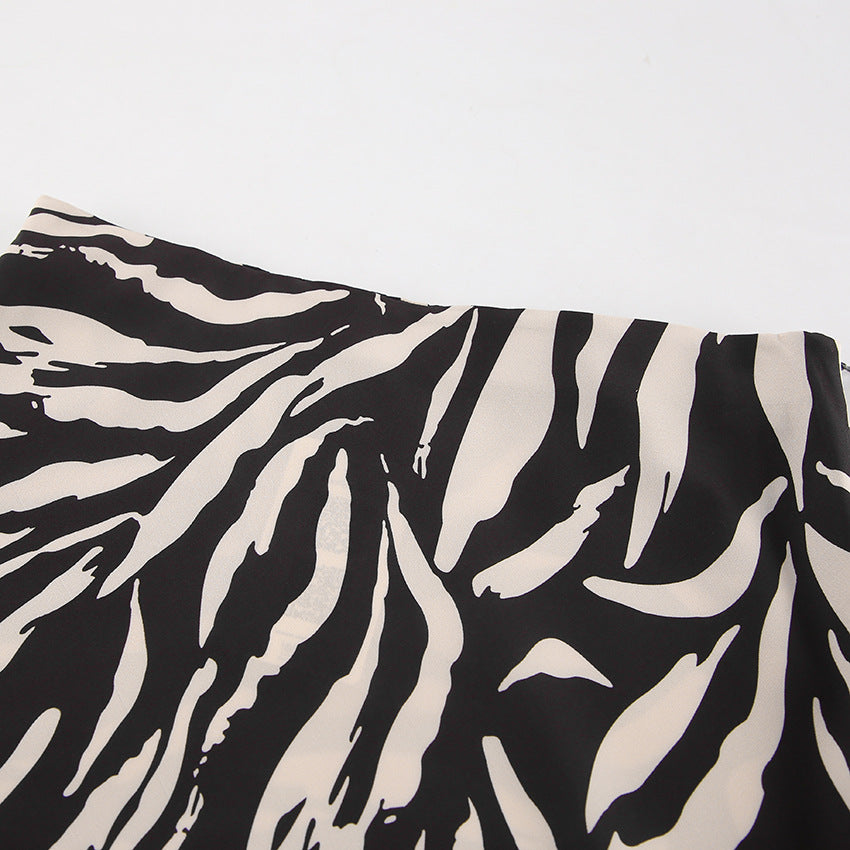 Frida Zebra Print Midi Skirt
