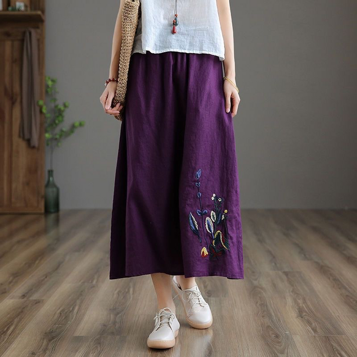 Tove Floral Embroidered Midi Skirt