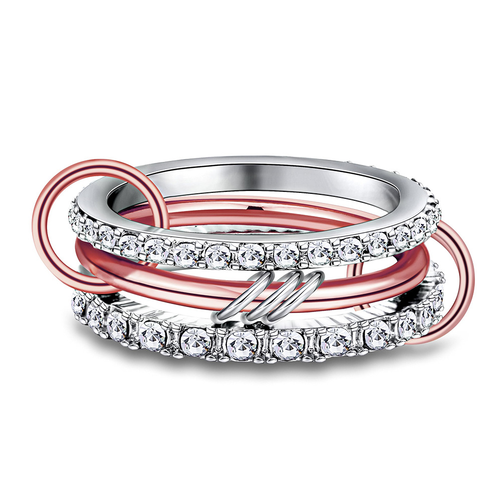 Moretti Double Stone Band Infinity Spacer Interlocked Ring