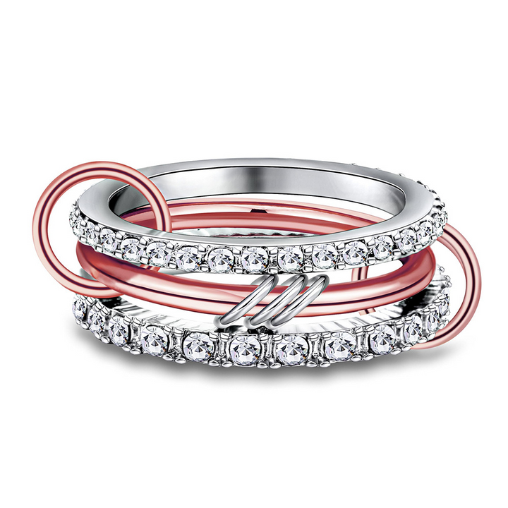 Moretti Double Stone Band Infinity Spacer Interlocked Ring