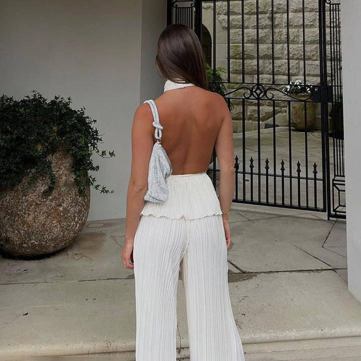 Camille Pleated Halter Set