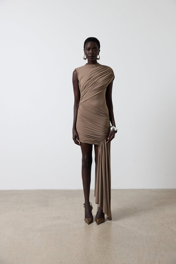 Athena Ribbon Ruched Mini Dress