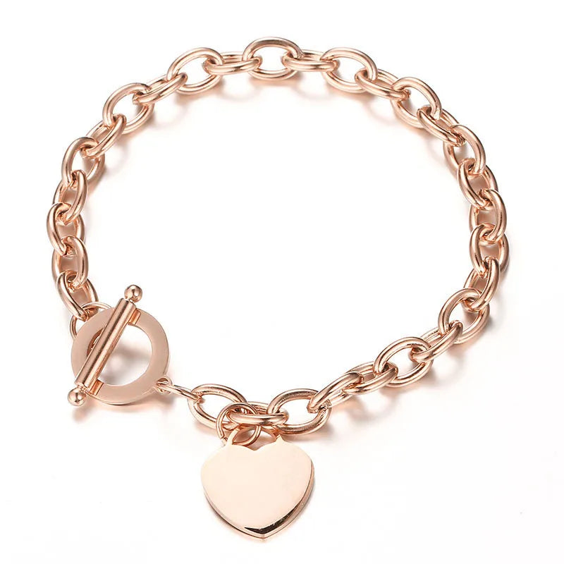 Evie Toggle Chain Heart Charm Bracelet