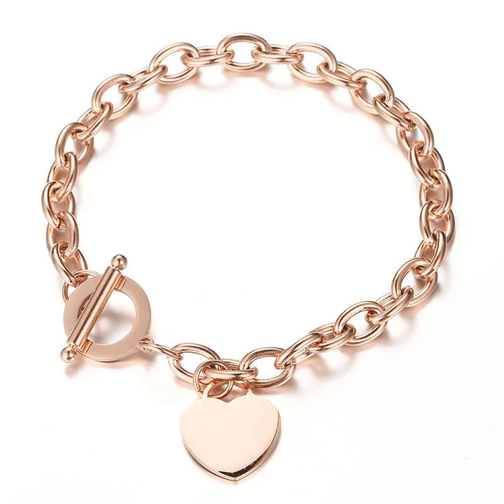 Evie Toggle Chain Heart Charm Bracelet