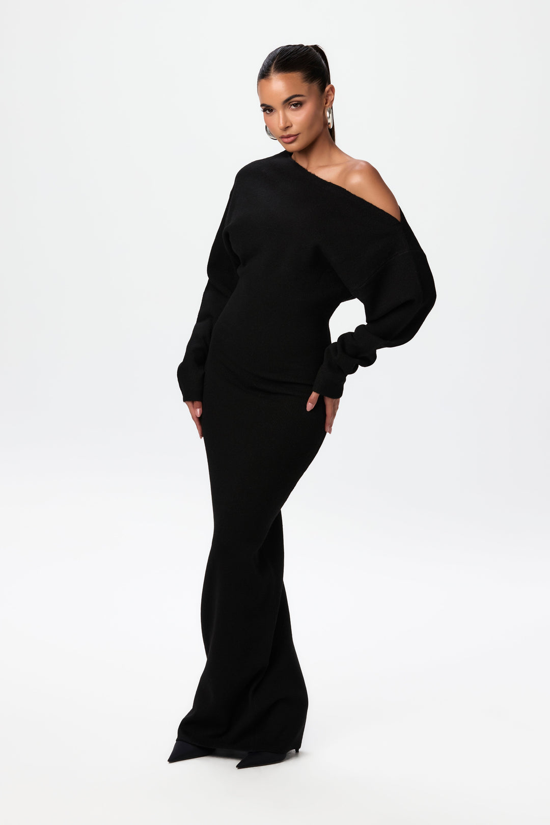 Cambri Off-Shoulder Knit  Maxi Dress