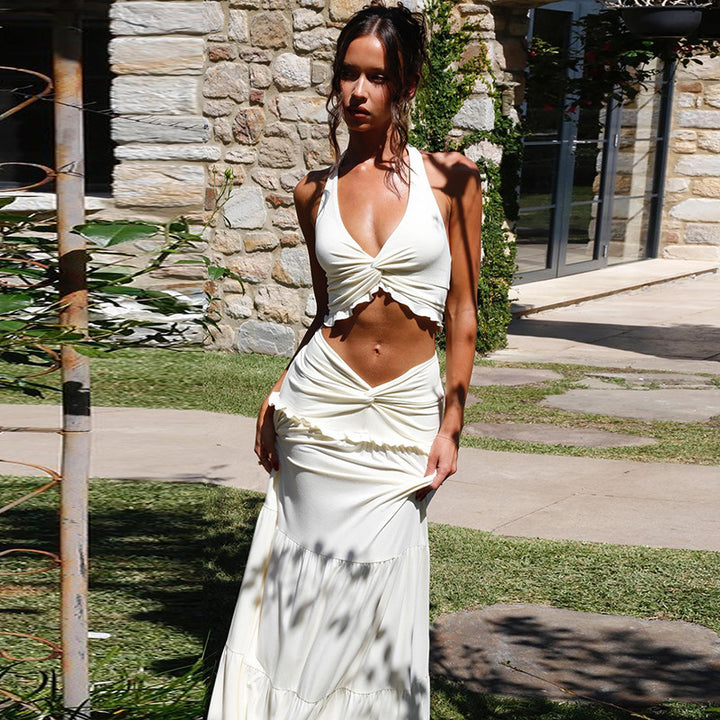 Nelle Ruffled Halter Maxi Skirt