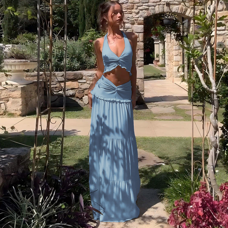 Nelle Ruffled Halter Maxi Skirt