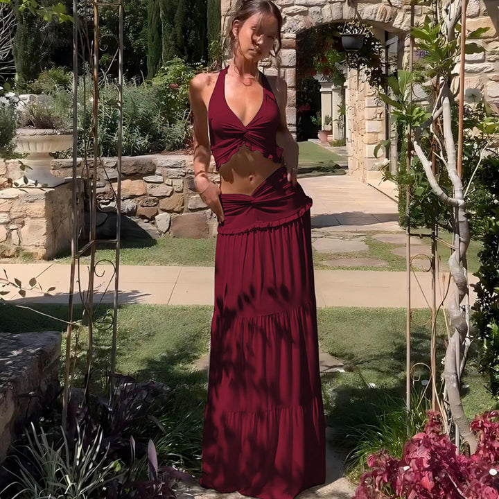 Nelle Ruffled Halter Maxi Skirt