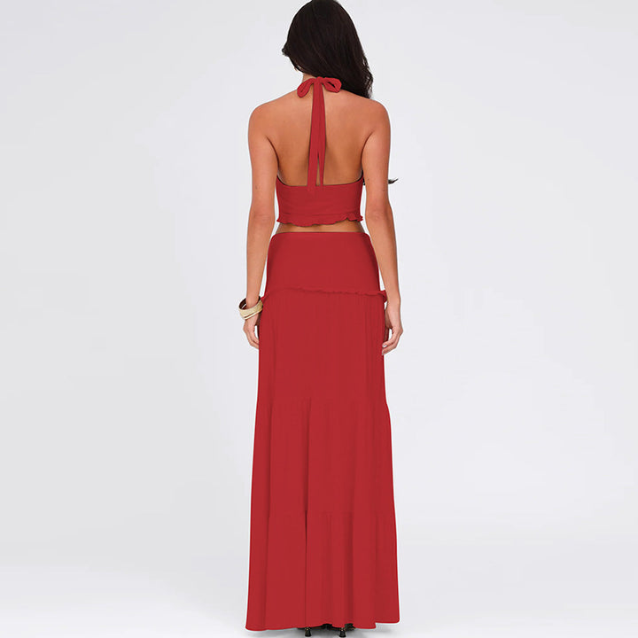 Nelle Ruffled Halter Maxi Skirt