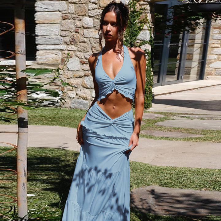 Nelle Ruffled Halter Maxi Skirt