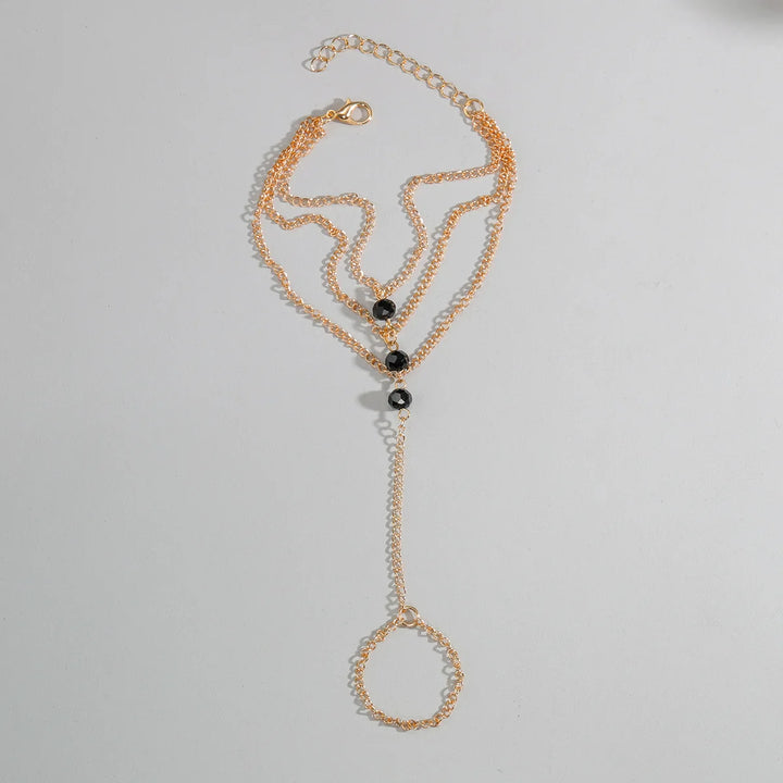 Juliet Black Pearl Layered Hand Chain
