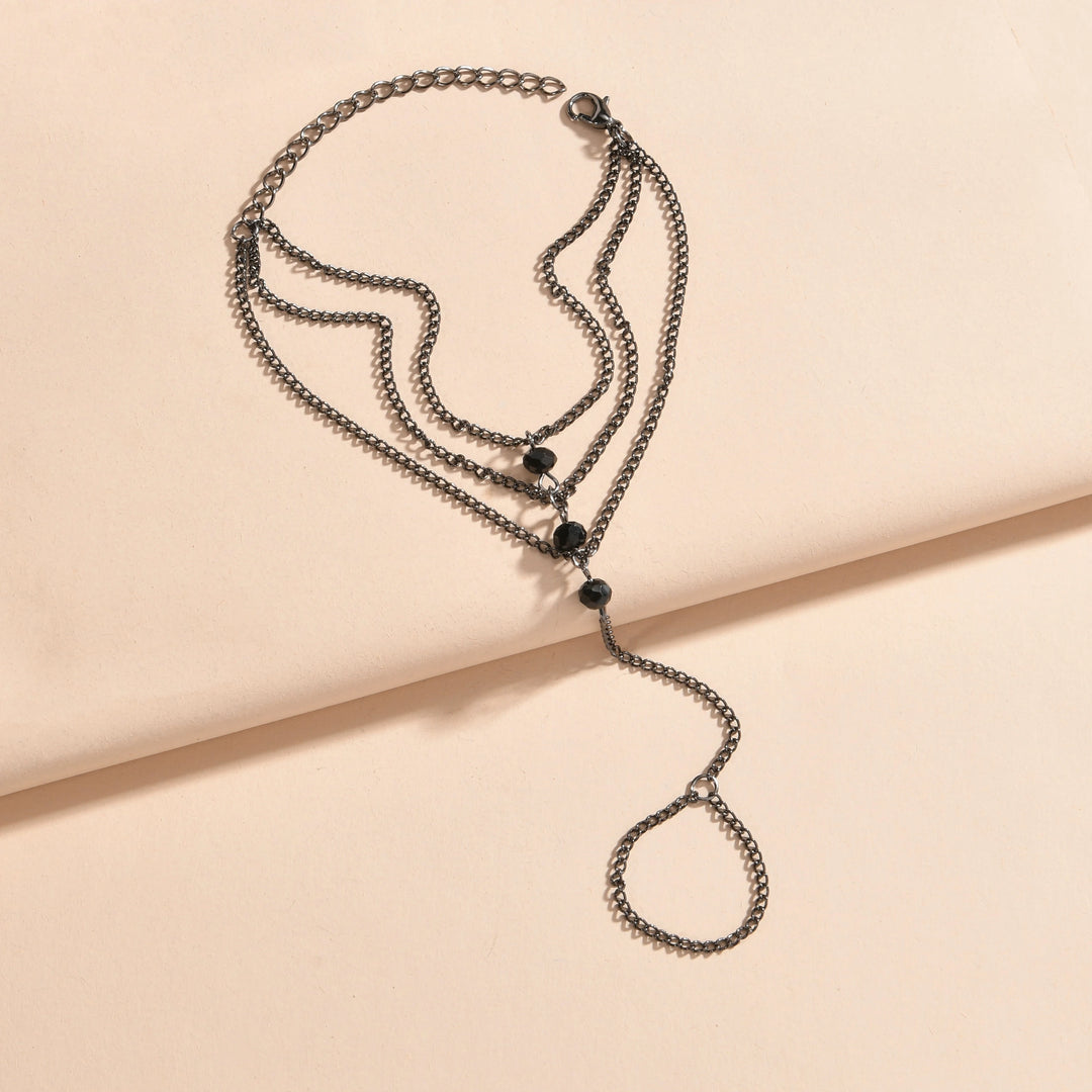 Juliet Black Pearl Layered Hand Chain