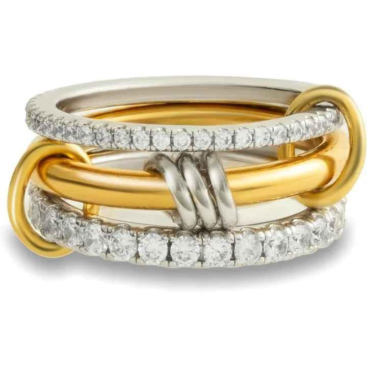 Moretti Double Stone Band Infinity Spacer Interlocked Ring