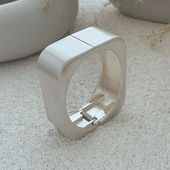 Desi Smooth Metal Matte Square Cuff Bangle