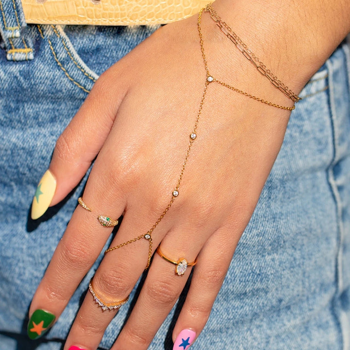 Rae Quad Stone Point Dainty Handchain