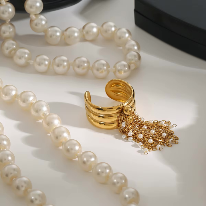 Edie Pearl Tassel Ring