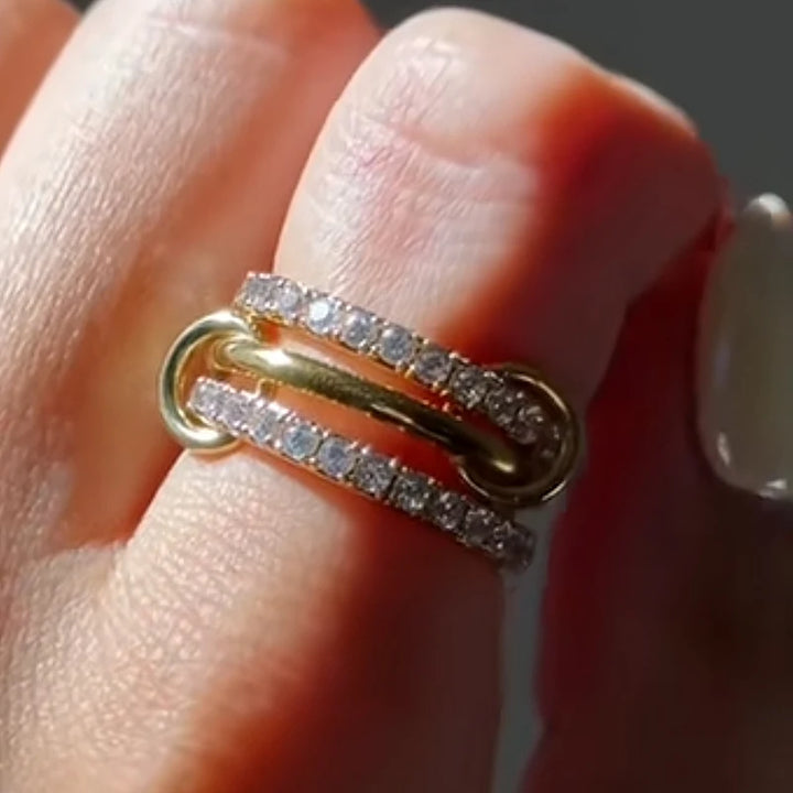 Bianchi Double Stone Band Interlock Ring