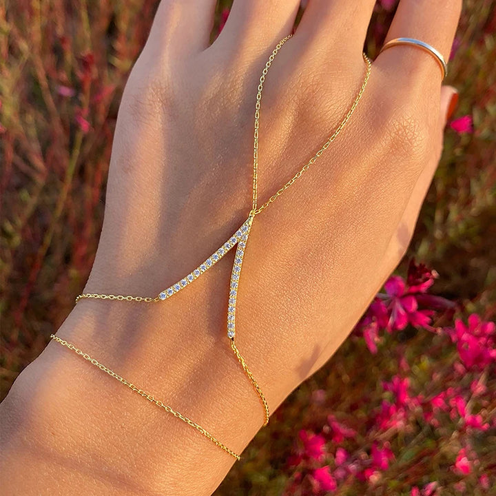 Lacey Stone Inlaid Chevron Hand Chain