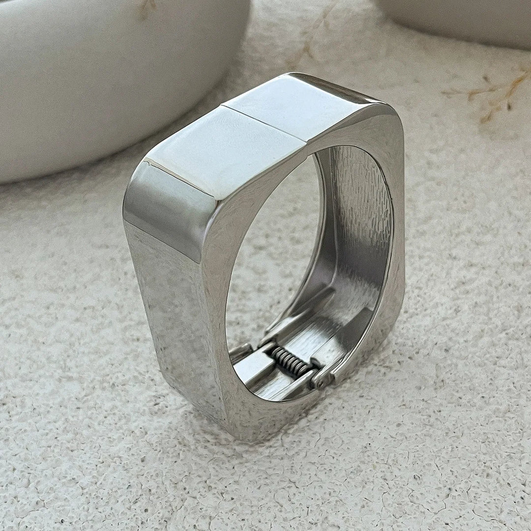 Desi Smooth Metal Matte Square Cuff Bangle
