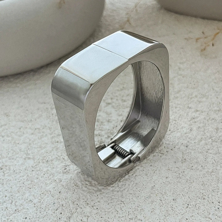 Desi Smooth Metal Matte Square Cuff Bangle