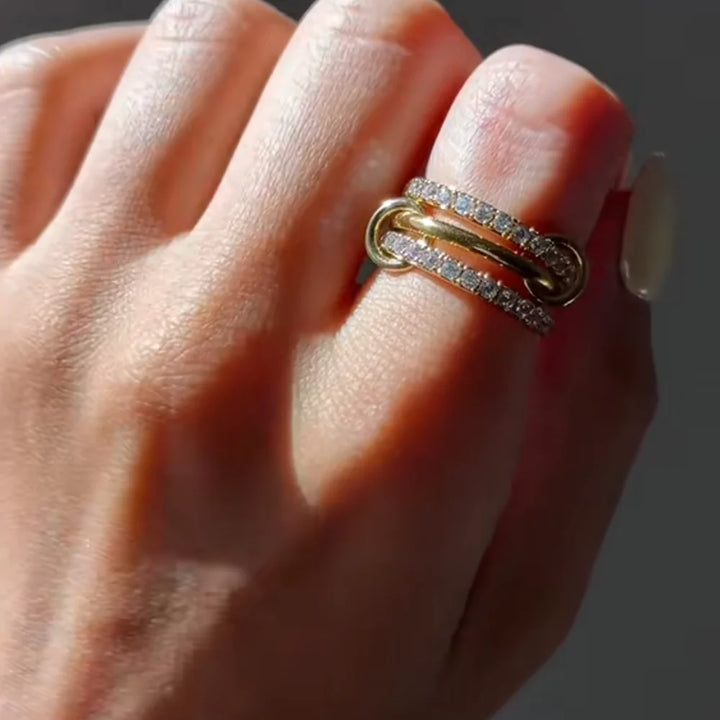 Bianchi Double Stone Band Interlock Ring