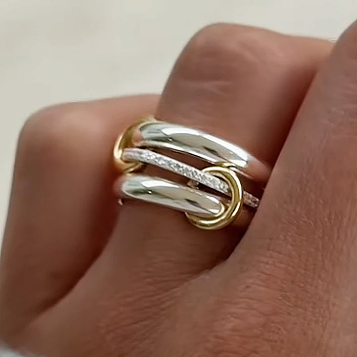 Bellini Single Stone Band Interlocked Ring