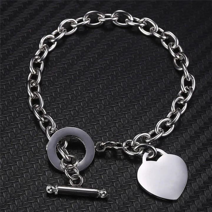 Evie Toggle Chain Heart Charm Bracelet