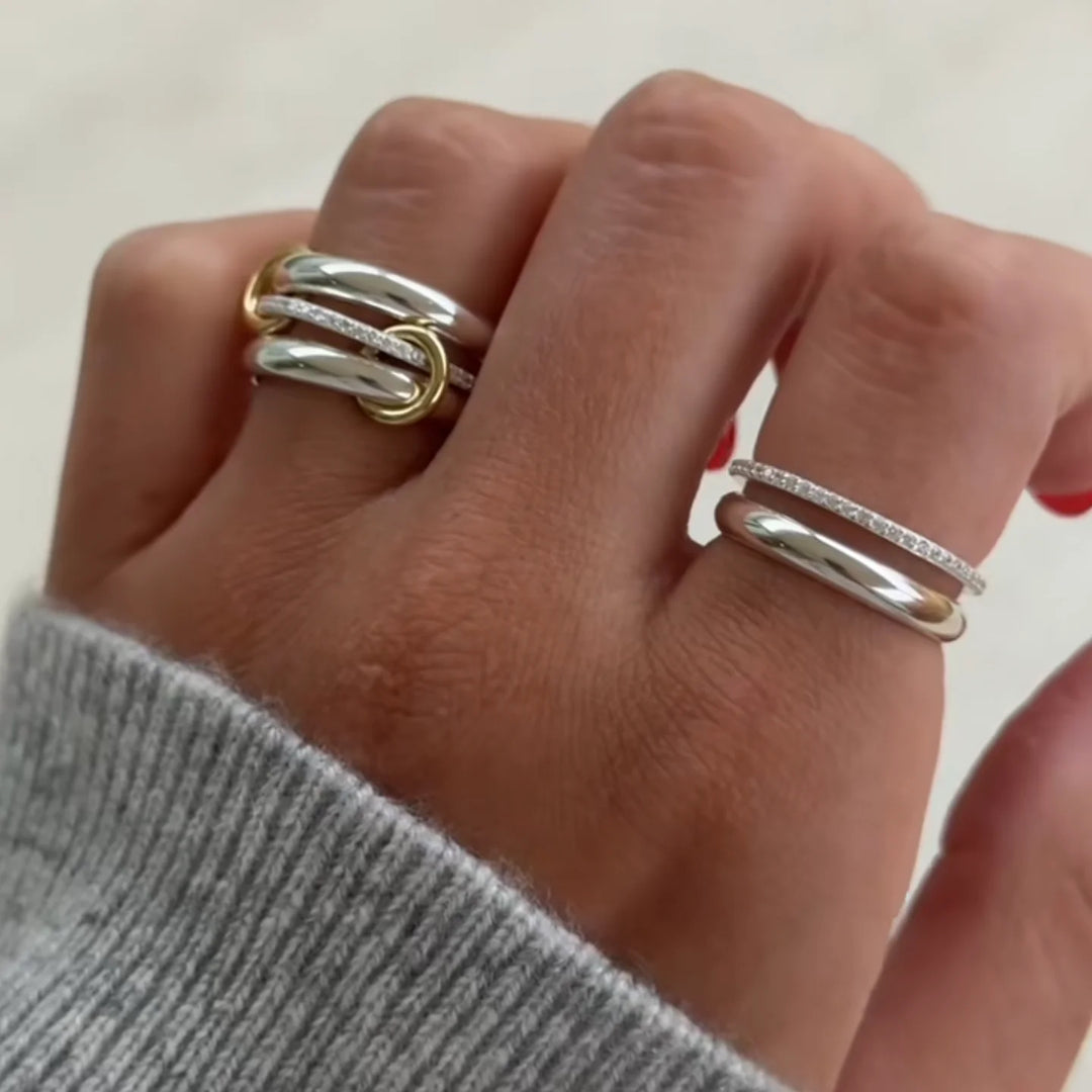 Bellini Single Stone Band Interlocked Ring