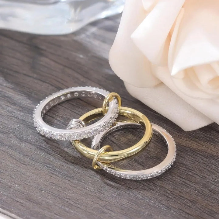 Moretti Double Stone Band Infinity Spacer Interlocked Ring