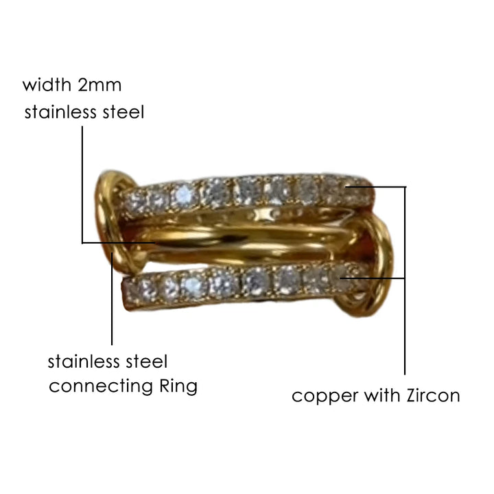 Bianchi Double Stone Band Interlock Ring