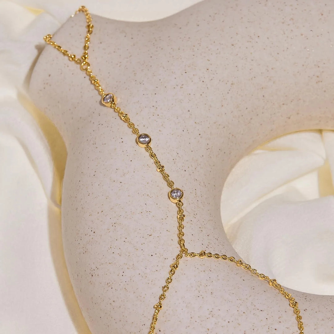 Nelly 3 Stone Gold Plated Hand Chain