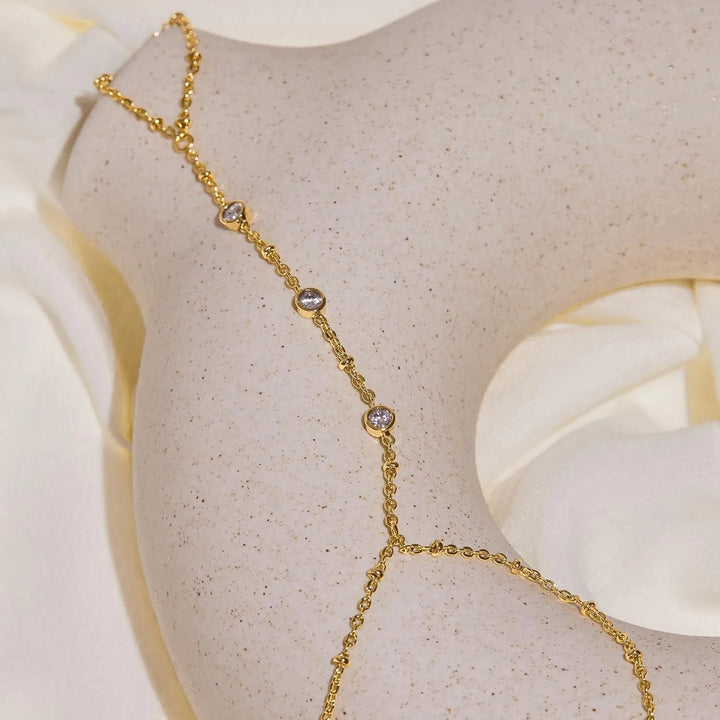 Nelly 3 Stone Gold Plated Hand Chain