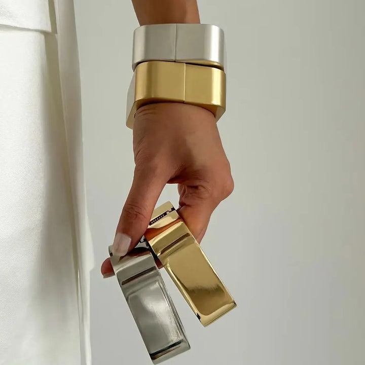 Desi Smooth Metal Matte Square Cuff Bangle
