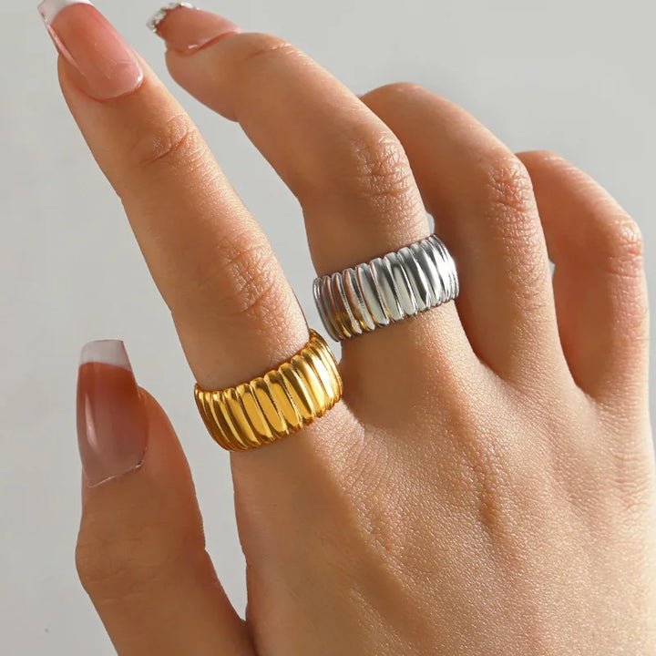 Maisie Stripe Gold Platinum Band