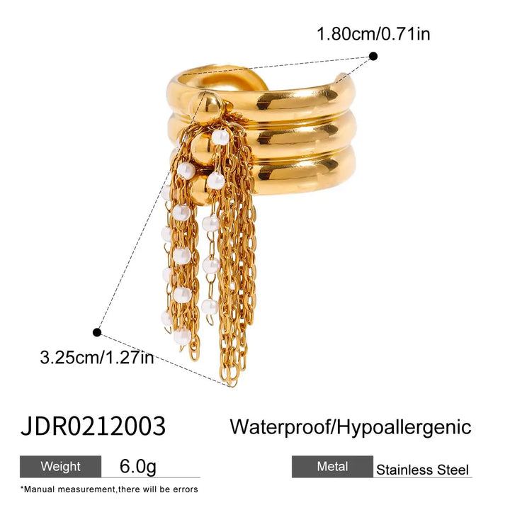 Edie Pearl Tassel Ring
