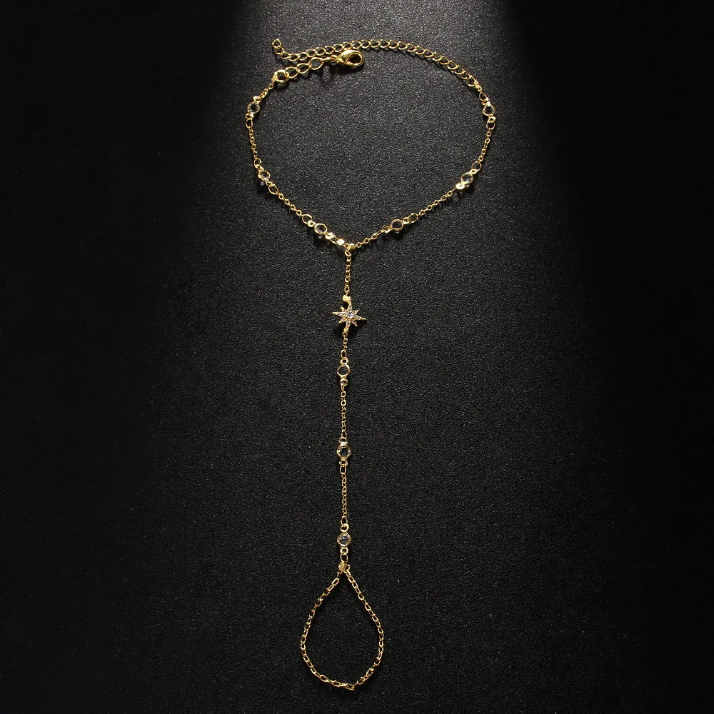 Lyric Star and Stone Point Hand Chain