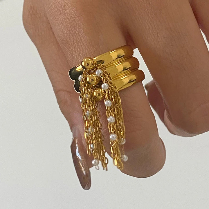 Edie Pearl Tassel Ring