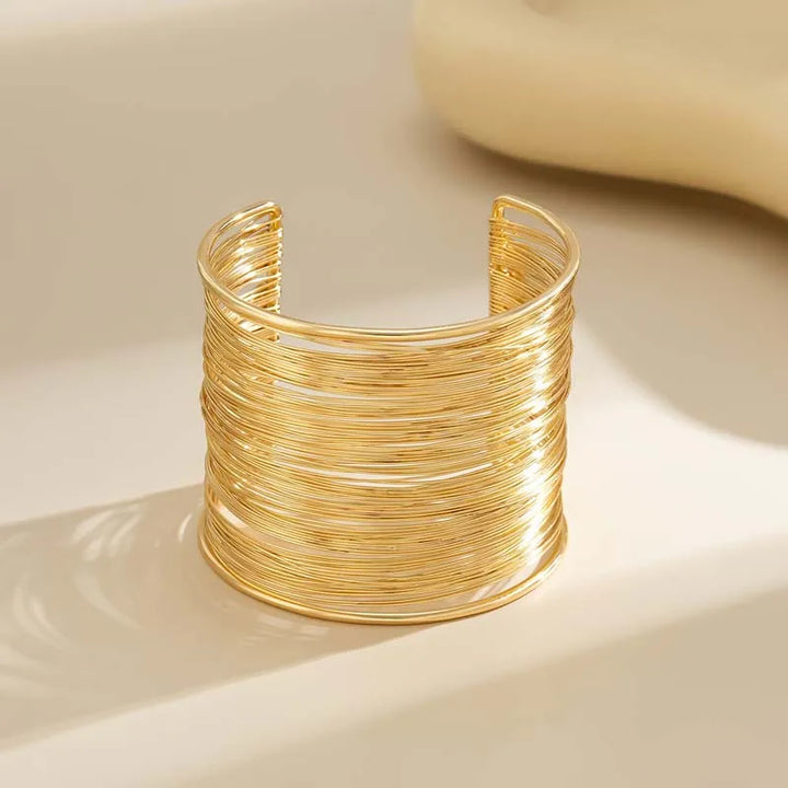 Vintage Gold Farbe Hyperbolic Layered Breite Draht Armband Manschette Armreif für Frauen Übertrieben Metall Handgelenk Wrap Armreif Schmuck Geschenk 
