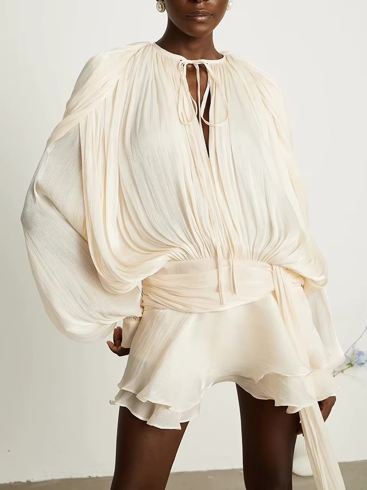 Presley Fully-Pleated Ruffled Mini Dress