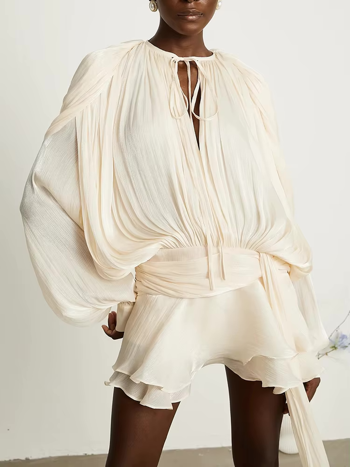 Presley Fully-Pleated Ruffled Mini Dress