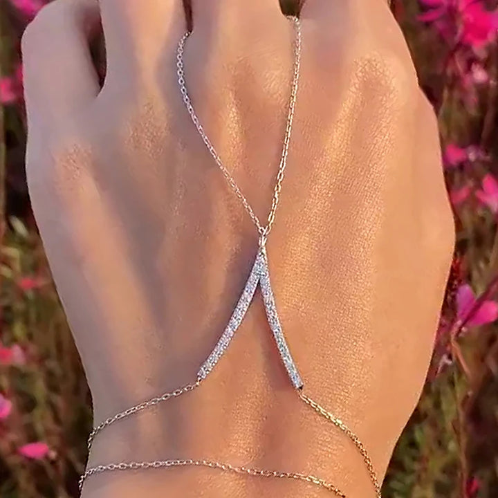 Lacey Stone Inlaid Chevron Hand Chain