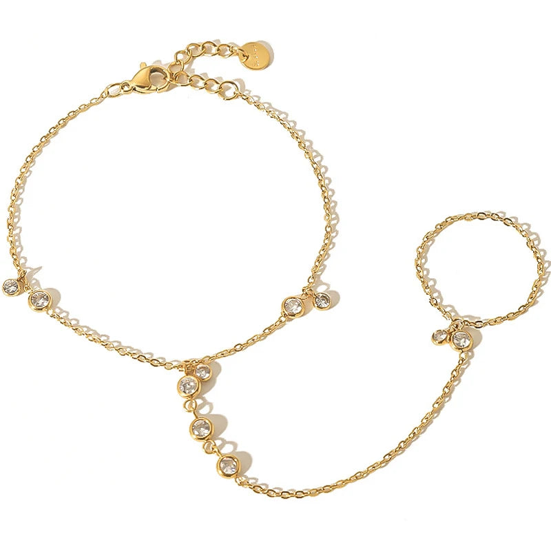 Sybil Droplets 14k Gold Plated Handchain