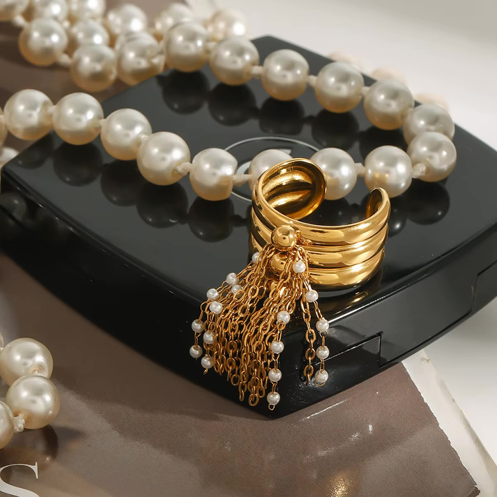 Edie Pearl Tassel Ring