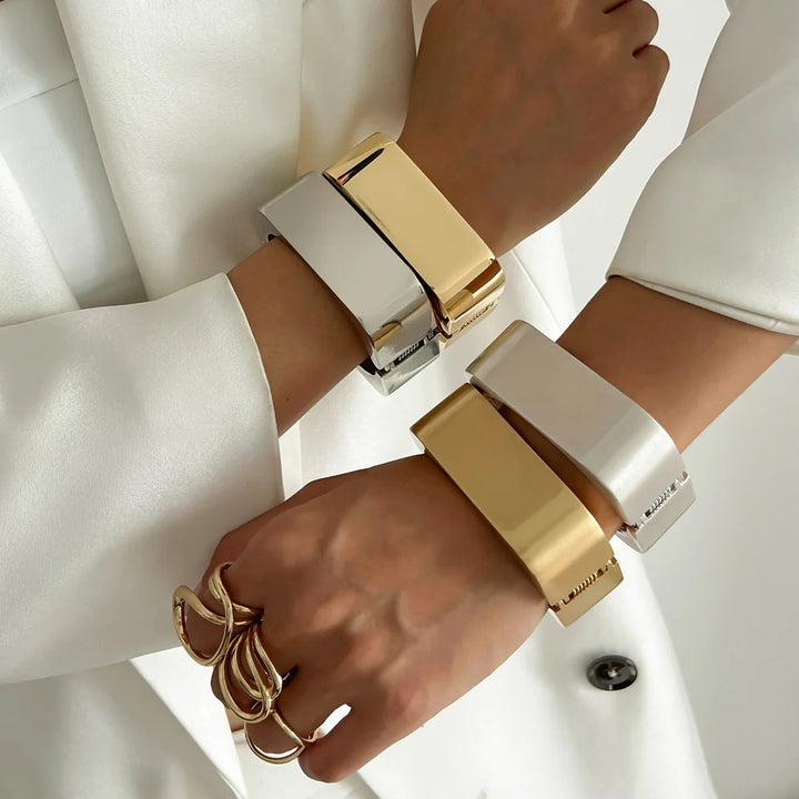 Desi Smooth Metal Matte Square Cuff Bangle