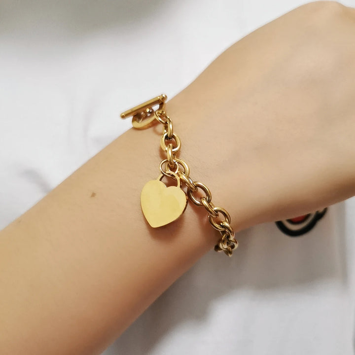 Evie Toggle Chain Heart Charm Bracelet