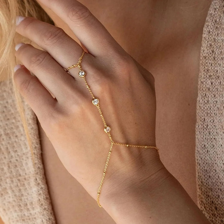 Nelly 3 Stone Gold Plated Hand Chain