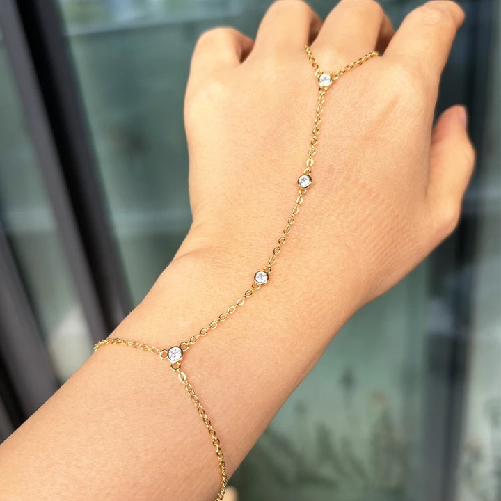 Rae Quad Stone Point Dainty Handchain